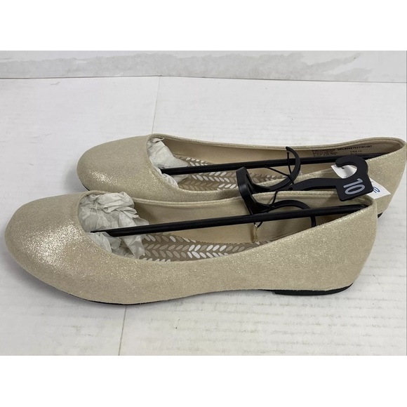 Time and Tru Gold Sparkle Women's 10 Casual Flats Slip on Shoes Round Toe New - Picture 6 of 6